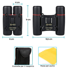 Jumelles pliantes portables compactes 30x60 pour la chasse avec vision nocturne
