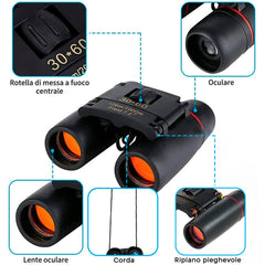 Jumelles pliantes portables compactes 30x60 pour la chasse avec vision nocturne