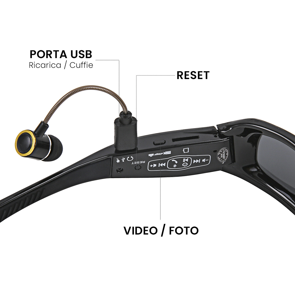 Lunettes soleil Bluetooth avec caméra polarisée enregistrement photo ou vidéo 4K