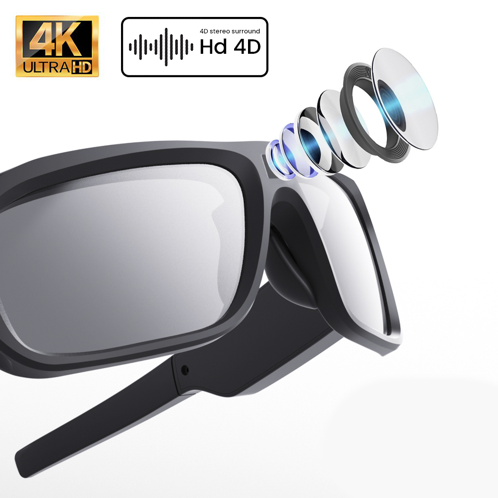 Lunettes soleil Bluetooth avec caméra polarisée enregistrement photo ou vidéo 4K