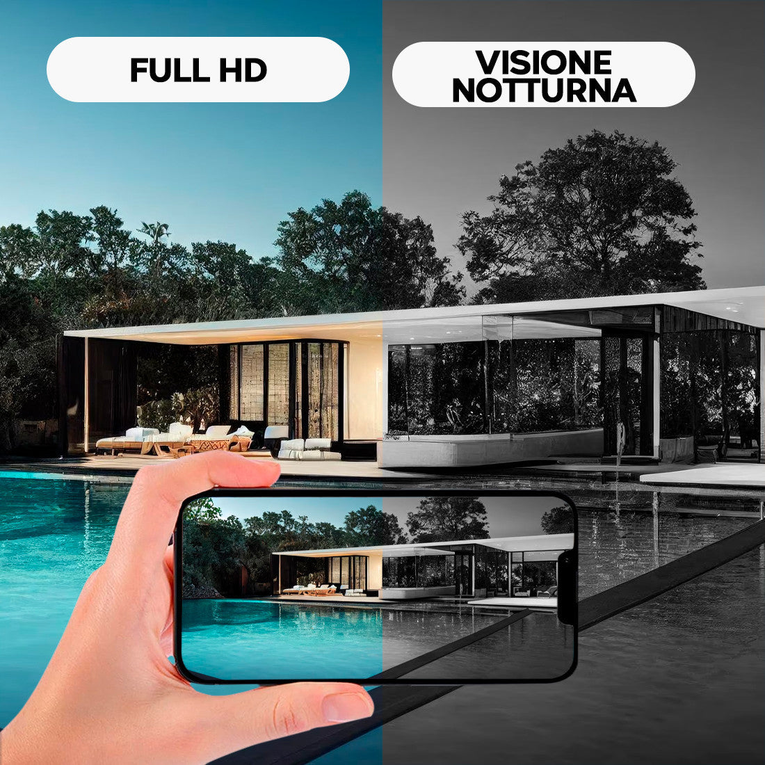 Caméra panoramique Q-SX909 sans fil pour enregistrement 4K-HD avec télécommande
