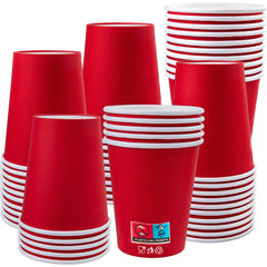 Pack 100 verres en carton Rouge 180 ml jetables biodégradables et compostables
