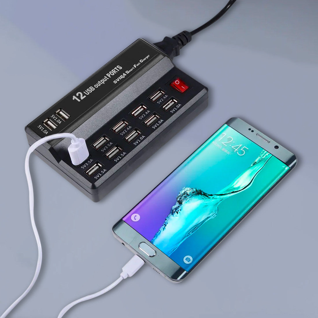 Station de charge 12 ports USB 60W Q-CD10P Charge simultanée avec interrupteur