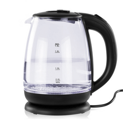 Bouilloire Électrique en Verre Borosilicate 1500W 1,8 lt Éclairage LED Bleu