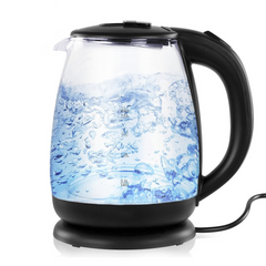Bouilloire Électrique en Verre Borosilicate 1500W 1,8 lt Éclairage LED Bleu