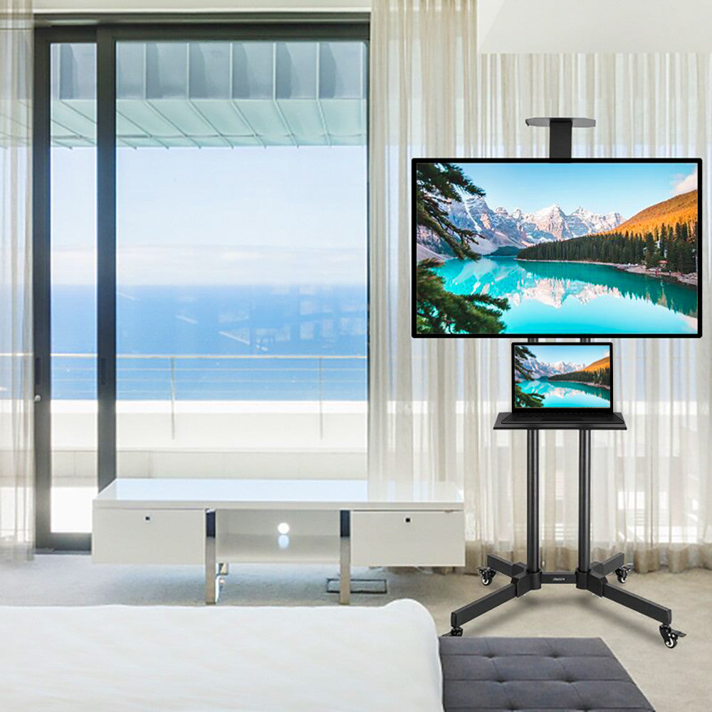 Support de chariot TV à 4 roues pivotantes pour téléviseurs mobiles jusqu'à 50kg