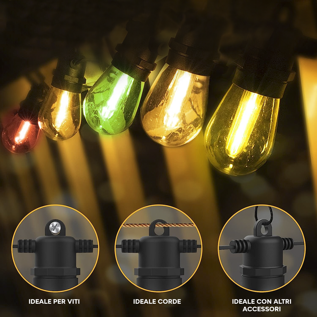 Guirlande lumineuse solaire rechargeable de 10 mètres à effet pluie multicolore