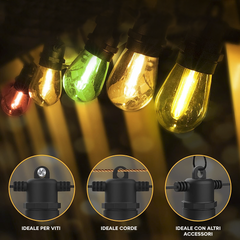 Guirlande lumineuse solaire rechargeable de 10 mètres à effet pluie multicolore