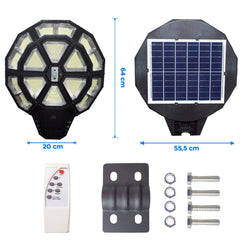 Lampe solaire de rue Jortan 500W IP66 Télécommande et minuterie