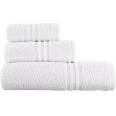 Ensemble 3 serviettes de bain et douche pour invités avec une face blanche unie