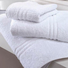 Ensemble 3 serviettes de bain et douche pour invités avec une face blanche unie