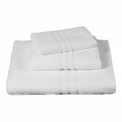 Ensemble 3 serviettes de bain et douche pour invités avec une face blanche unie