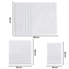 Ensemble 3 serviettes de bain et douche pour invités avec une face blanche unie