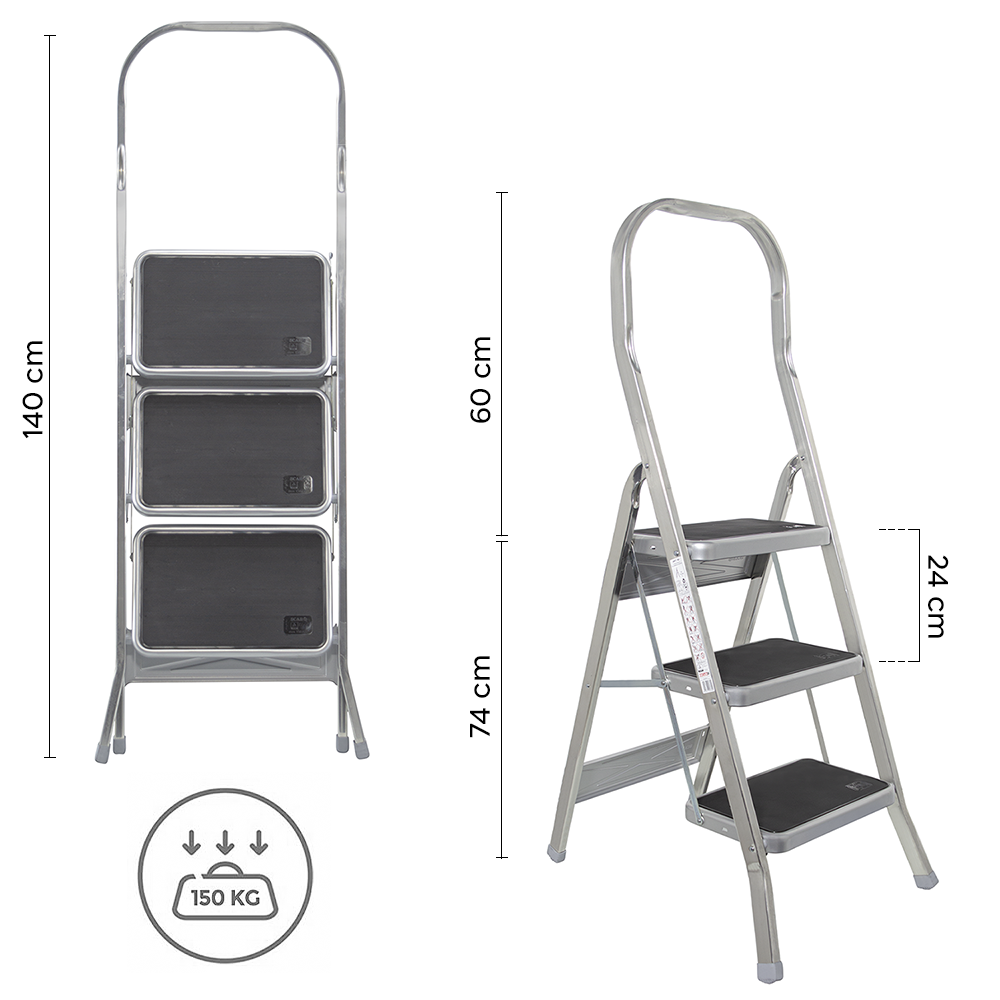 Échelle aluminium 3 marches SCAB 132cm art.760 Tabouret avec crochet de sécurité