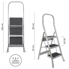 Échelle aluminium 3 marches SCAB 132cm art.760 Tabouret avec crochet de sécurité