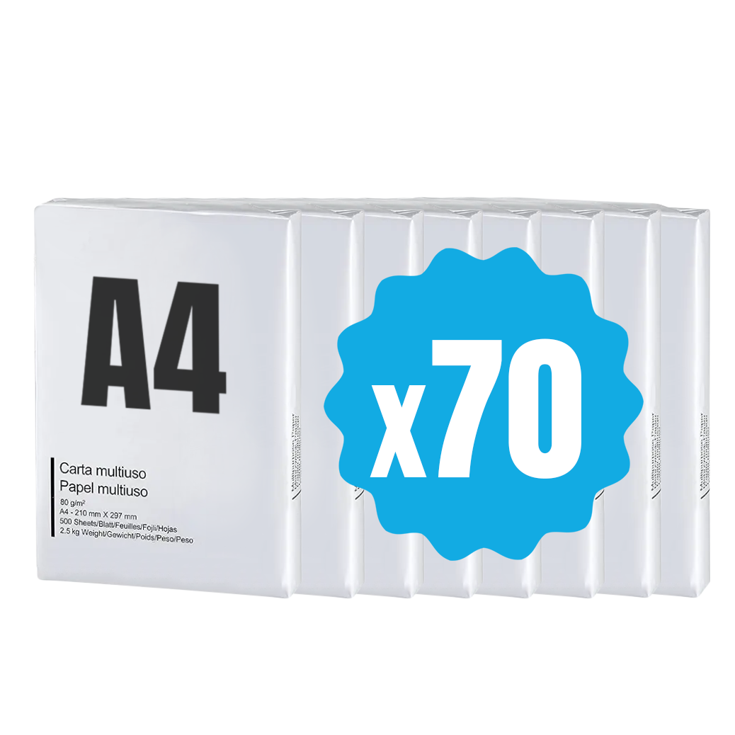 42757 Pack 70 paquets de papier format A4 500 feuilles 80 g Eins Universal Copy
