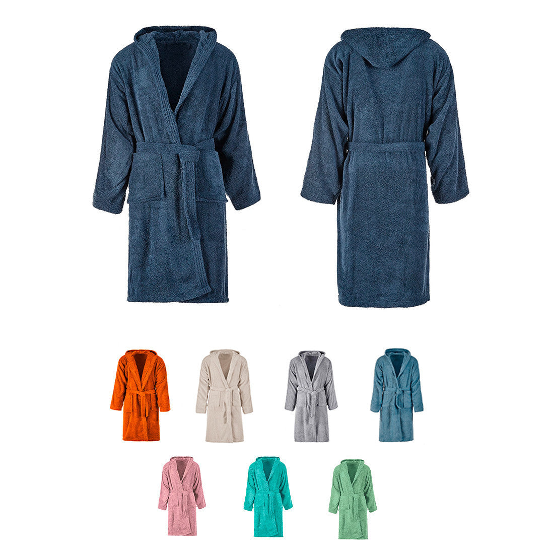 Peignoir éponge unisexe SUPREMA pour adulte avec capuche et poches couleur unie