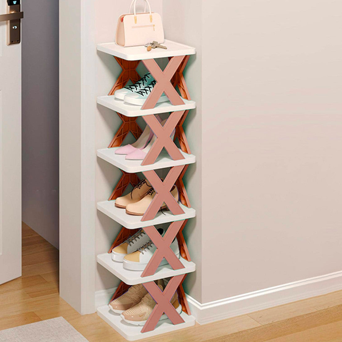Étagère à chaussures 6 étagères de rangement Étagère modulaire H82 Gain d'espace