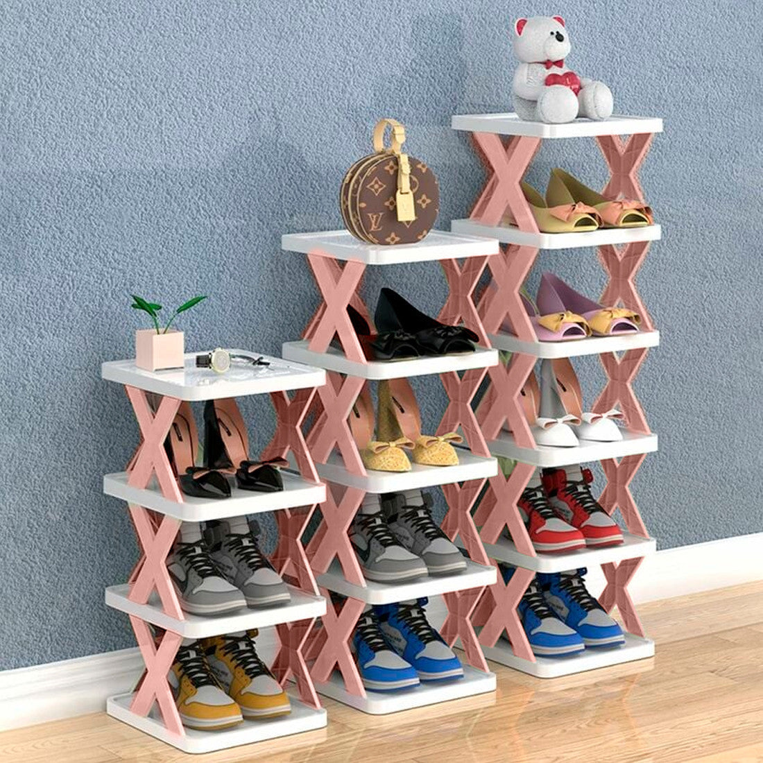 Étagère à chaussures 6 étagères de rangement Étagère modulaire H82 Gain d'espace