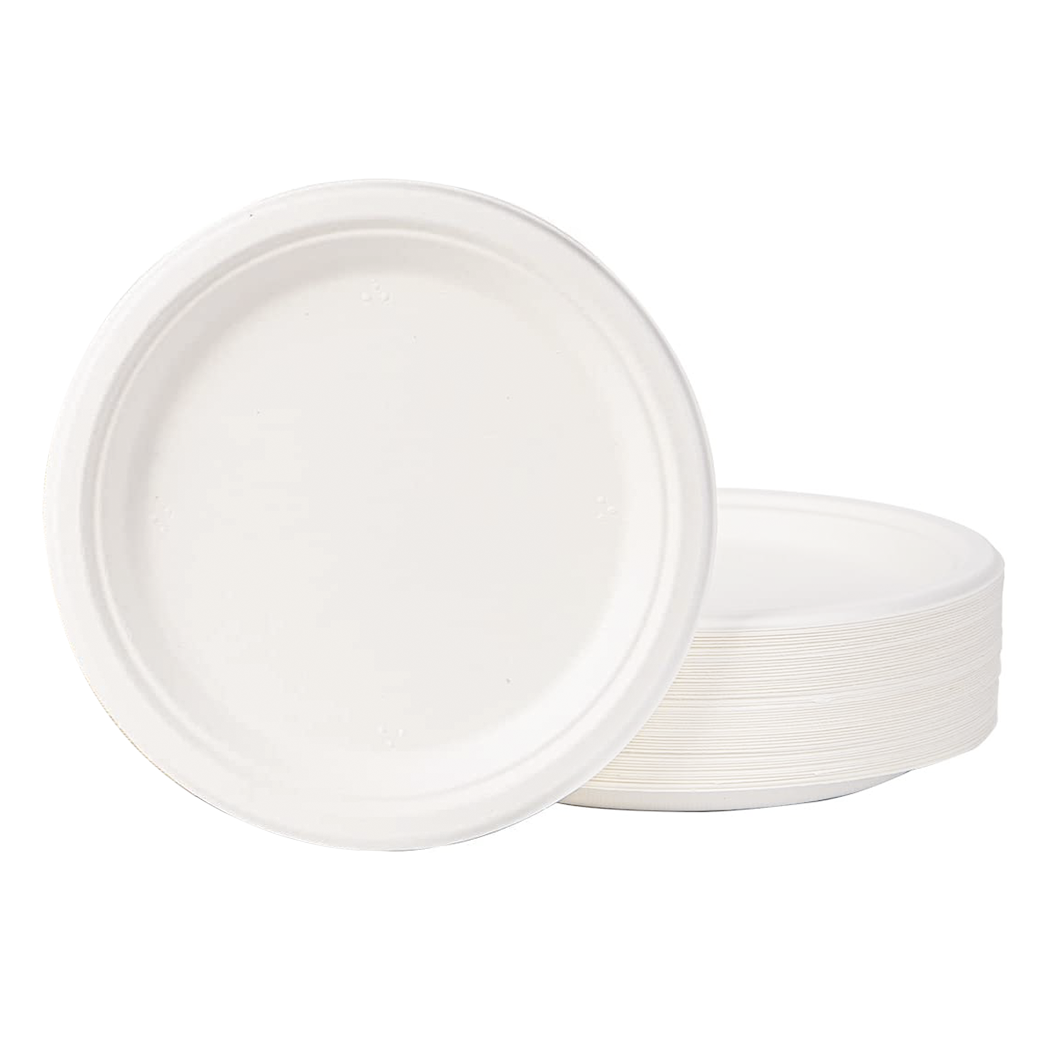 Lot de 60 Assiettes en Papier de 23 cm Jetables, Biodegradables et Écologiques