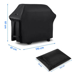 Housse pour barbecue en tissu imperméable 170X61X117 noir avec fermeture velcro
