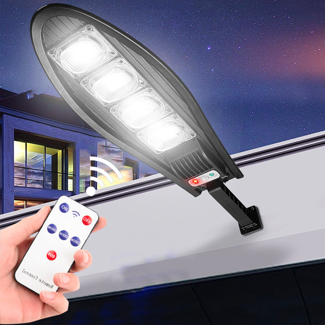 Lampe Solaire Phare Lanterne 80W W779B avec Détecteur Mouvement et Télécommande