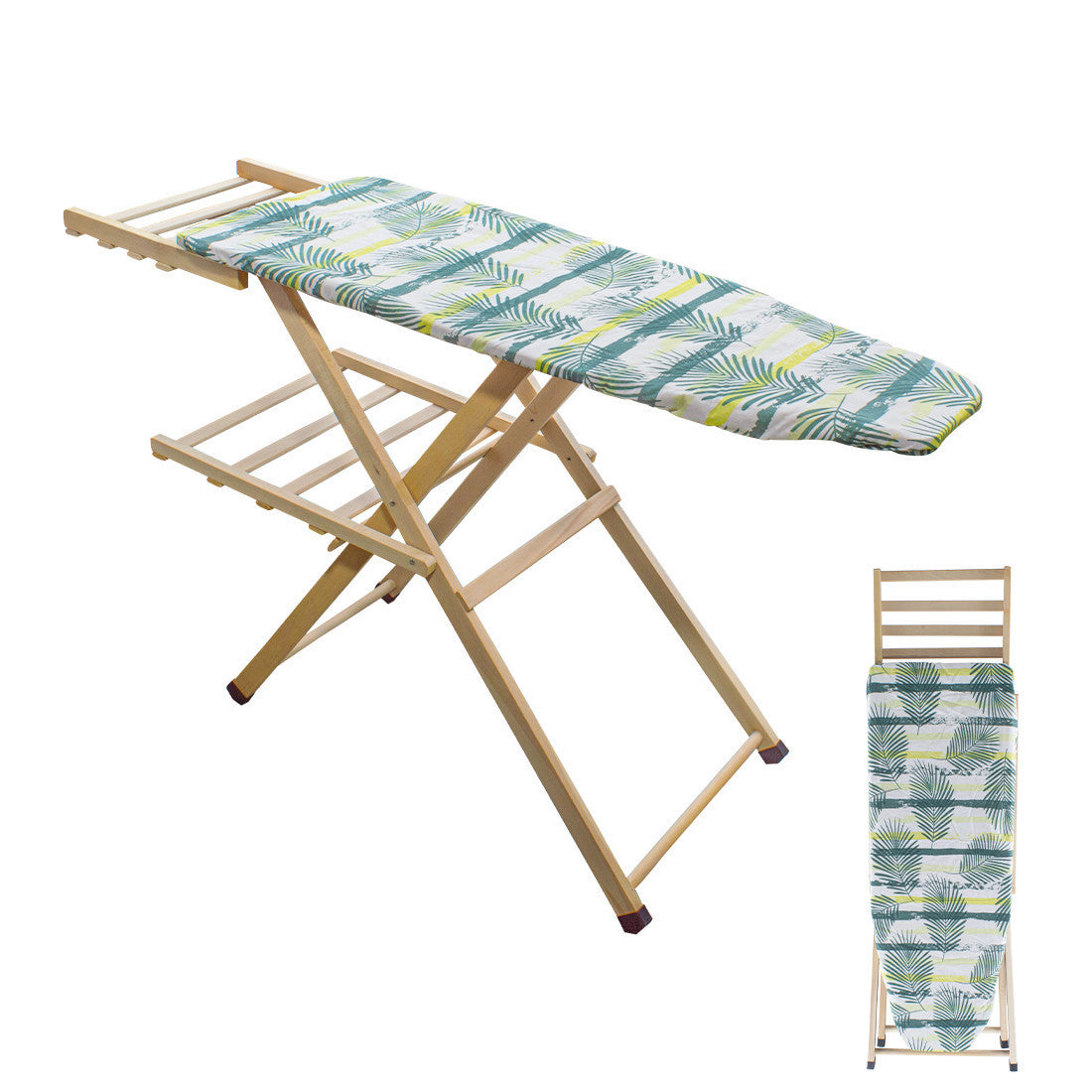 Table repasser en bois MARA pliable avec support pour fer à repasser 141x82x45cm