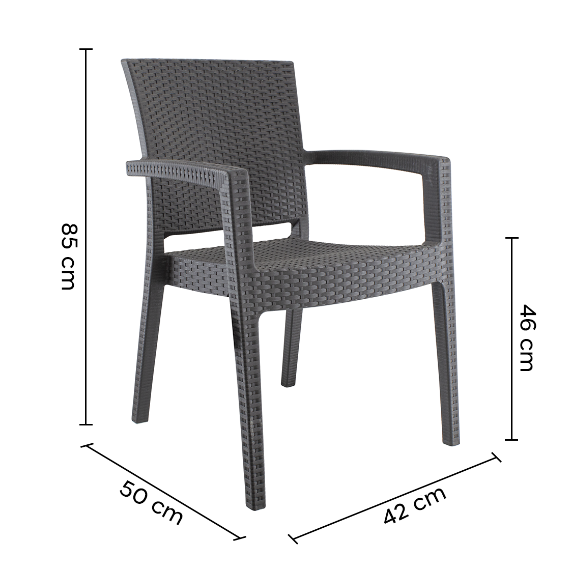 Ensemble 2 chaises d'extérieur CATAS résine effet rotin accoudoirs empilables