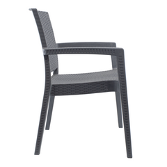 Ensemble 2 chaises d'extérieur CATAS résine effet rotin accoudoirs empilables