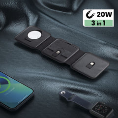Base de charge magnétique 3 en 1 Chargeur sans fil pliable, deux couleurs