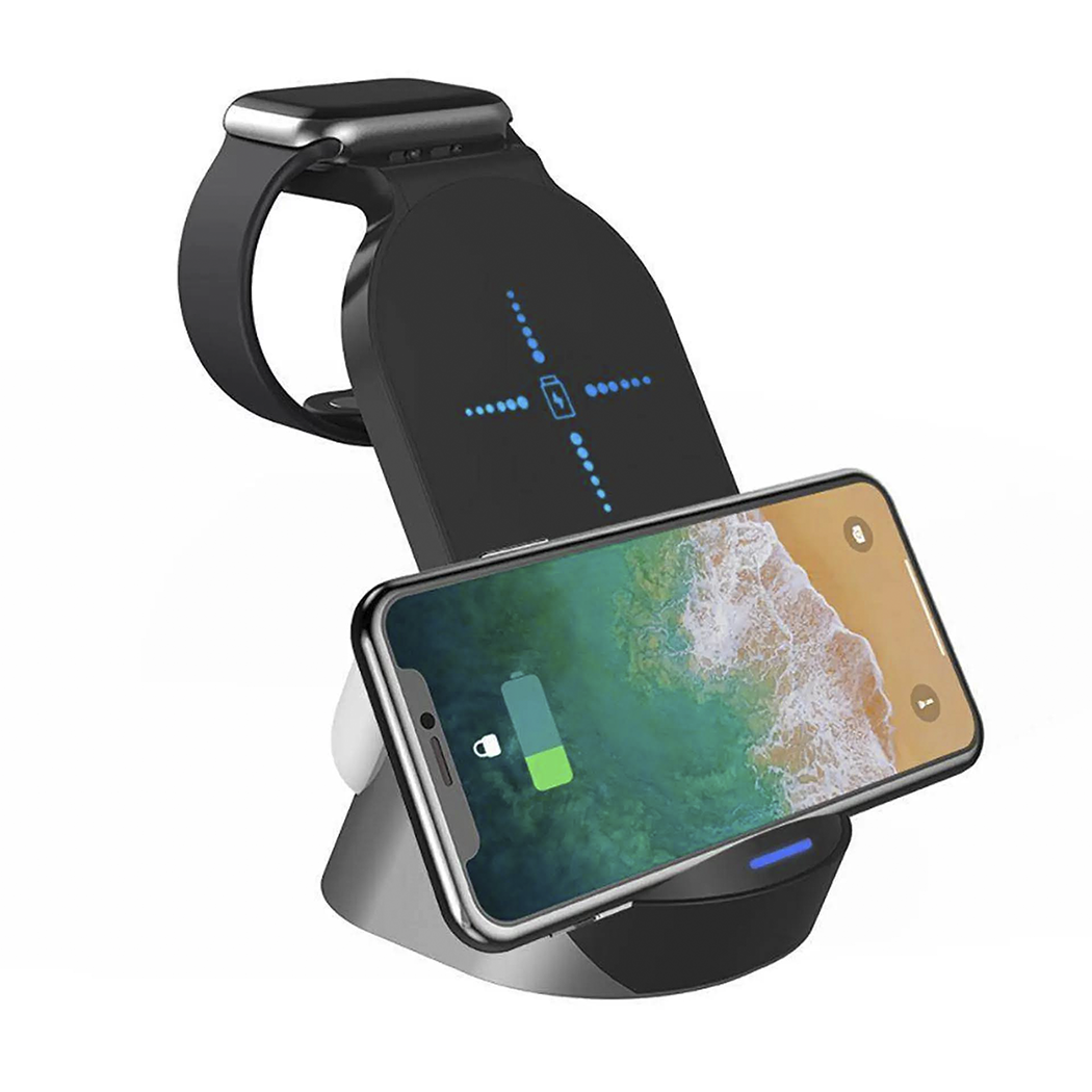 Chargeur sans fil magnétique 3 en 1 pour écouteurs, smartphone et smartwatch