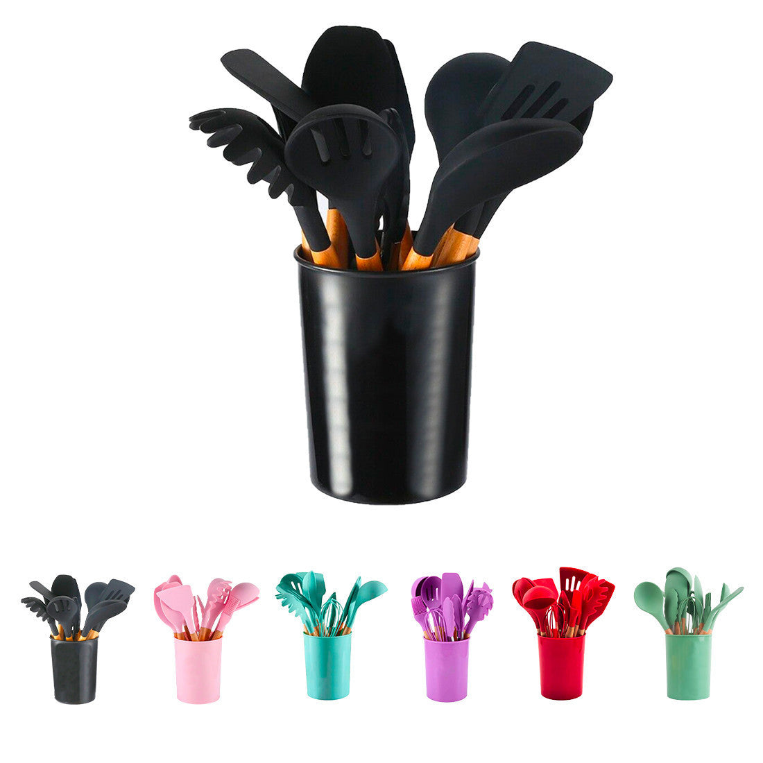 Set 12 ustensiles cuisine silicone qualité alimentaire antiadhésifs résistants