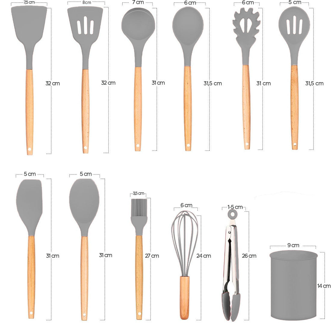 Set 12 ustensiles cuisine silicone qualité alimentaire antiadhésifs résistants