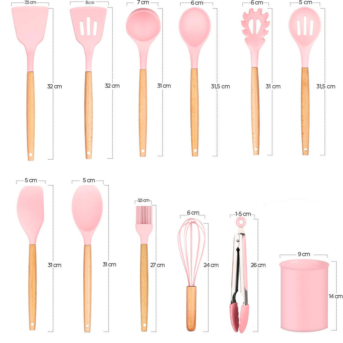 Set 12 ustensiles cuisine silicone qualité alimentaire antiadhésifs résistants