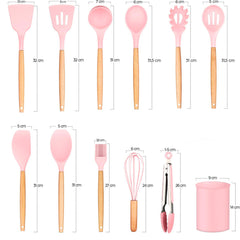 Set 12 ustensiles cuisine silicone qualité alimentaire antiadhésifs résistants