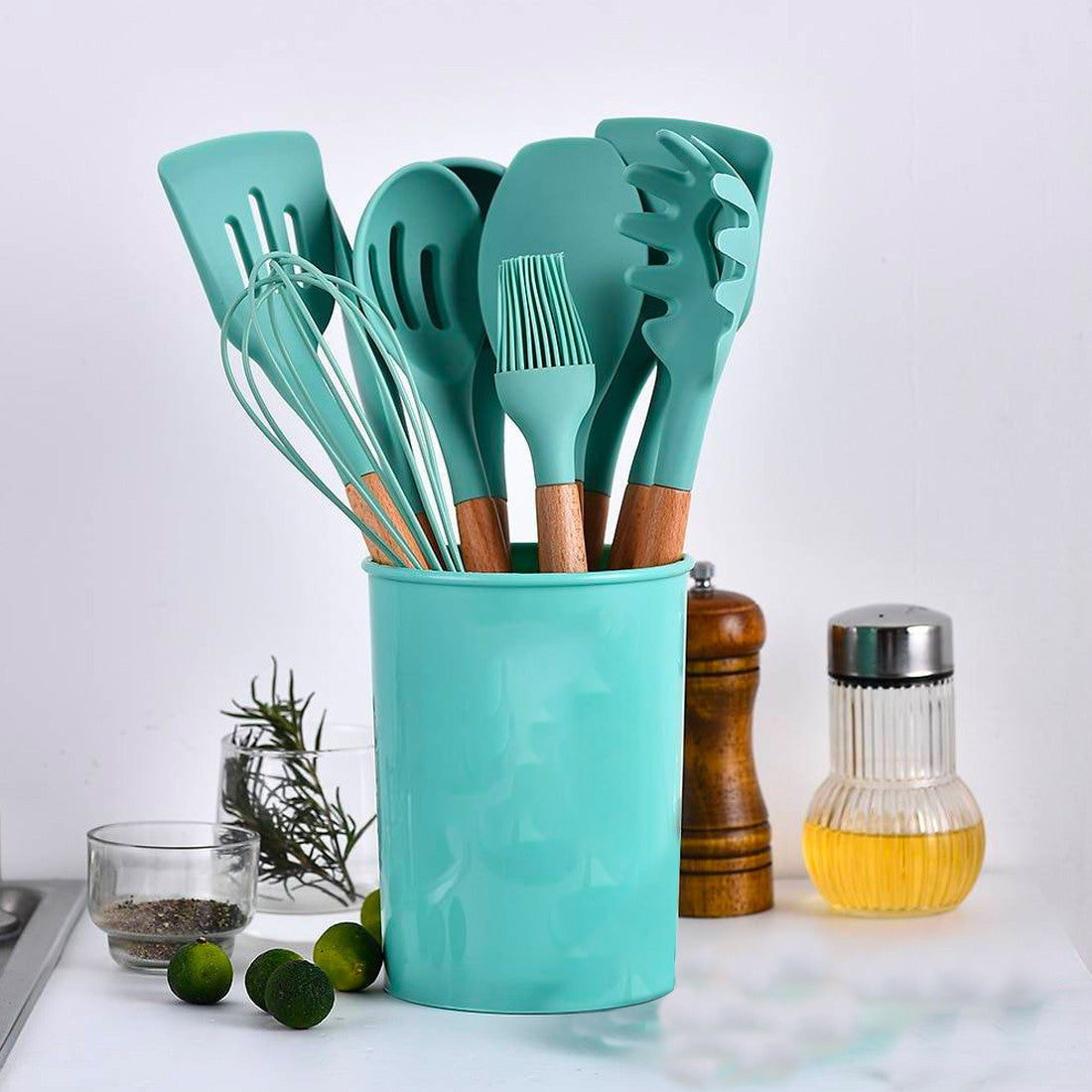 Set 12 ustensiles cuisine silicone qualité alimentaire antiadhésifs résistants