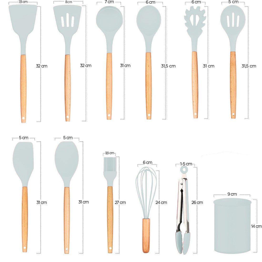 Set 12 ustensiles cuisine silicone qualité alimentaire antiadhésifs résistants