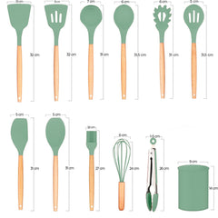 Set 12 ustensiles cuisine silicone qualité alimentaire antiadhésifs résistants