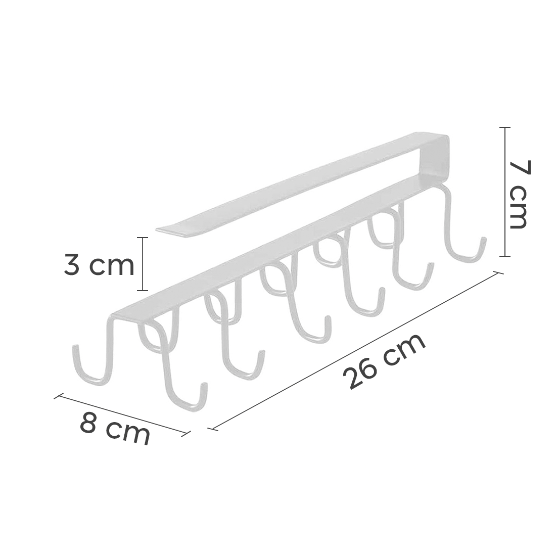 Support suspendu pour tasses et verres avec 12 crochets de rangement en métal