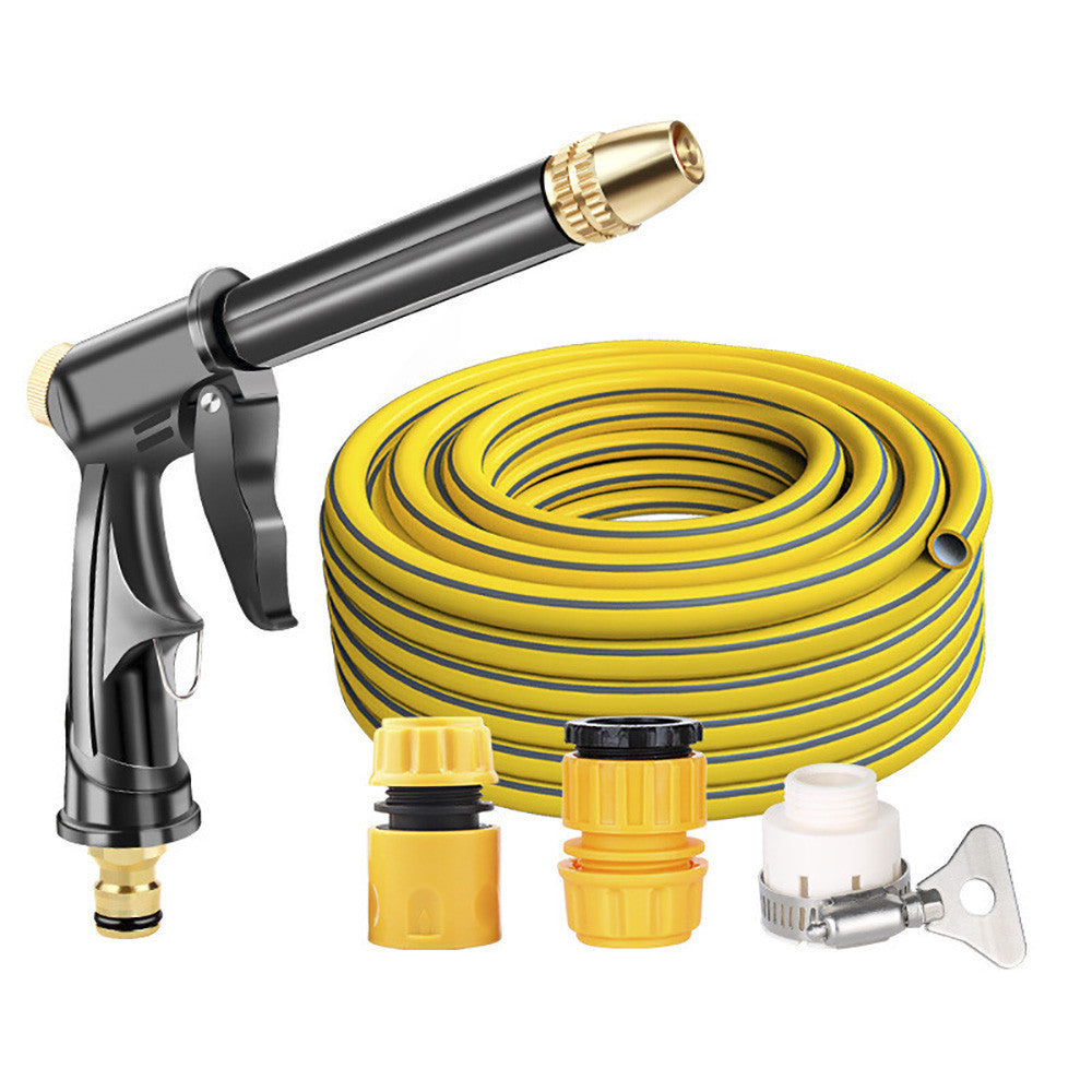 Tuyau de jardin en plastique de 5m avec pistolet multifonction, raccords et buse