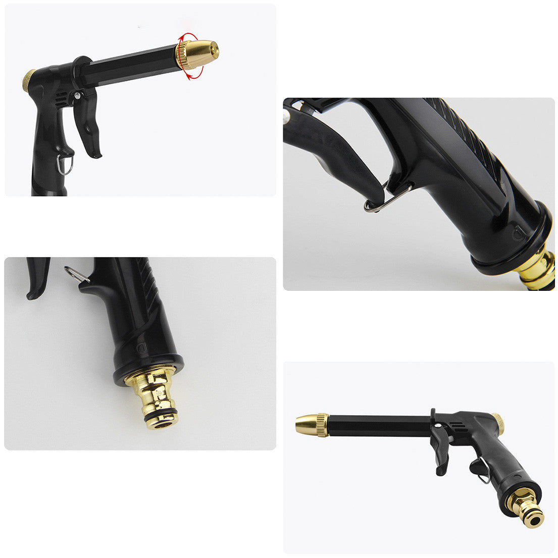 Tuyau de jardin en plastique de 5m avec pistolet multifonction, raccords et buse