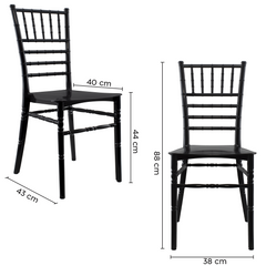 Ensemble de 6 chaises Chiavari noires au design vintage classique