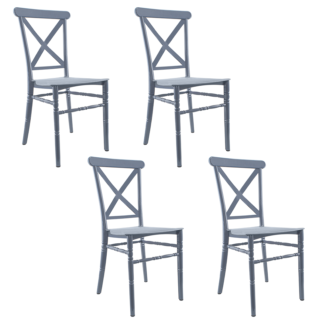 Ensemble 4 chaises Sidney polypropylène gris vintage pour la restauration