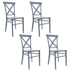 Ensemble 4 chaises Sidney polypropylène gris vintage pour la restauration