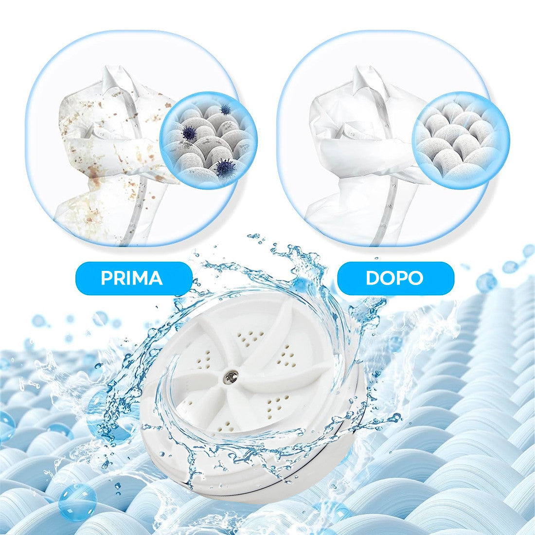 Sèche-linge pliable silicone 10L mini lave-linge portable avec turbine rotative