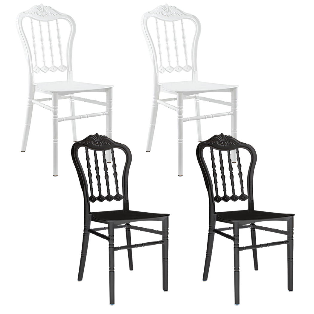 2 chaises blanches Emilia polypropylène au design adapté à la restauration