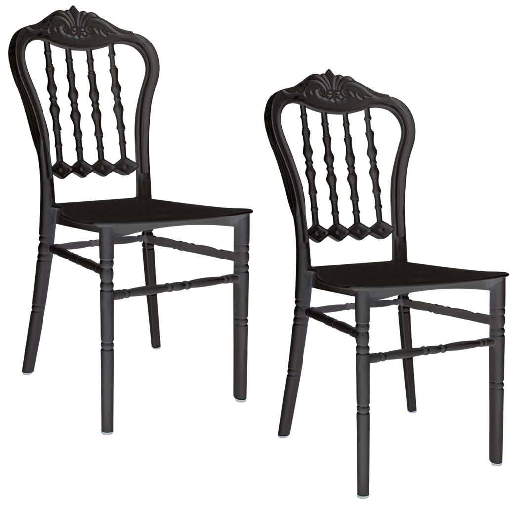 2 chaises blanches Emilia polypropylène au design adapté à la restauration