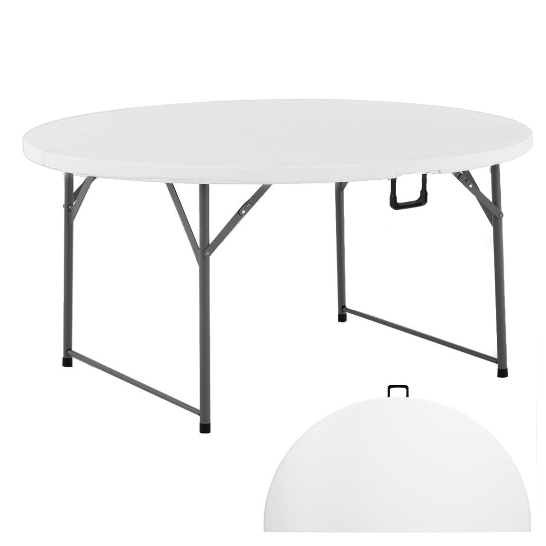 Table pliante ronde ASIA de 180 cm en résine blanche pour le service traiteur