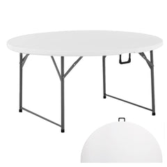 Table pliante ronde ASIA de 180 cm en résine blanche pour le service traiteur