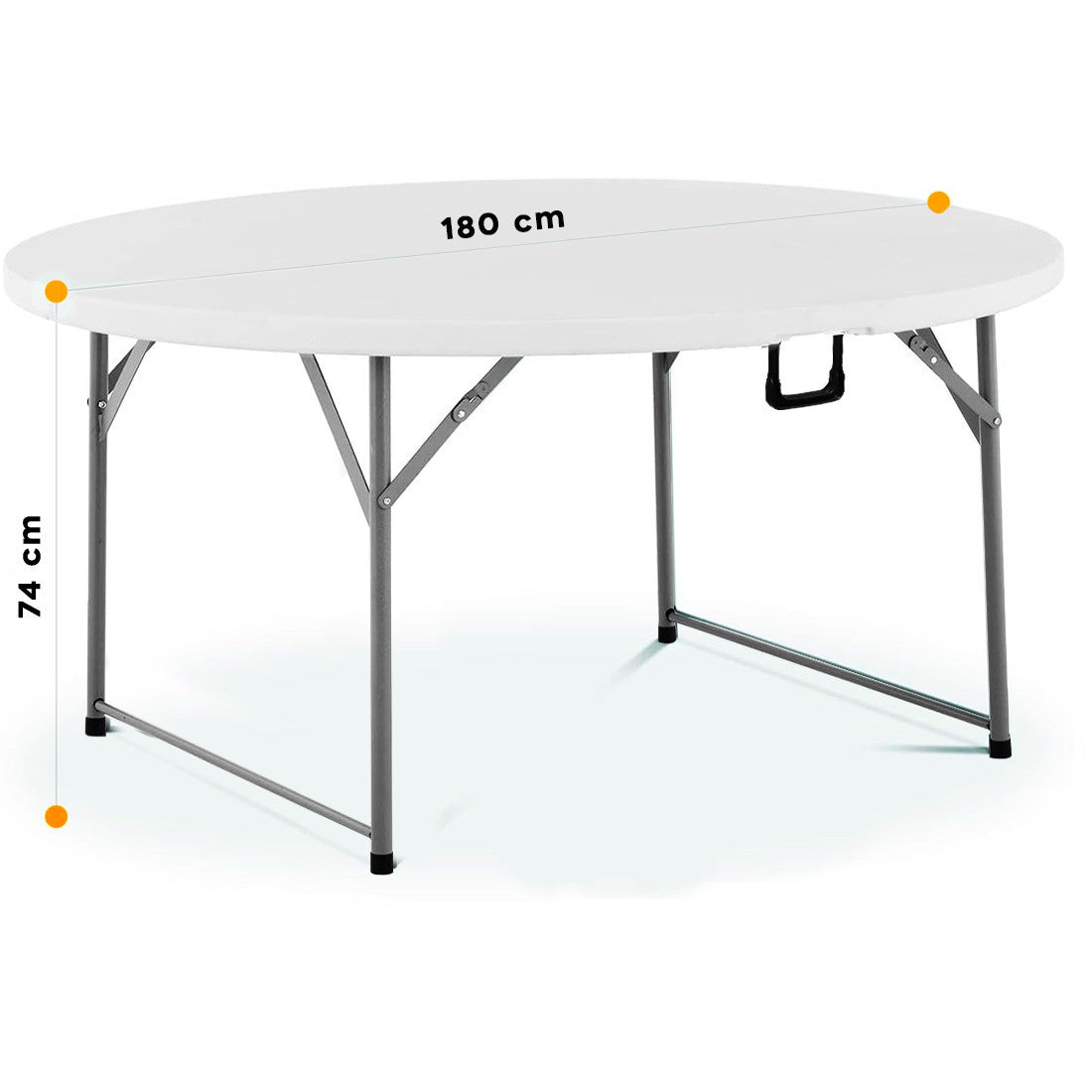 Table pliante ronde ASIA de 180 cm en résine blanche pour le service traiteur